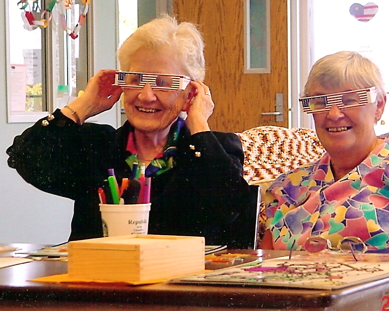 Having fun at Senior Care. The braclet she's wearing had information about where she lived in case she got lost and didn't know where or who she was.